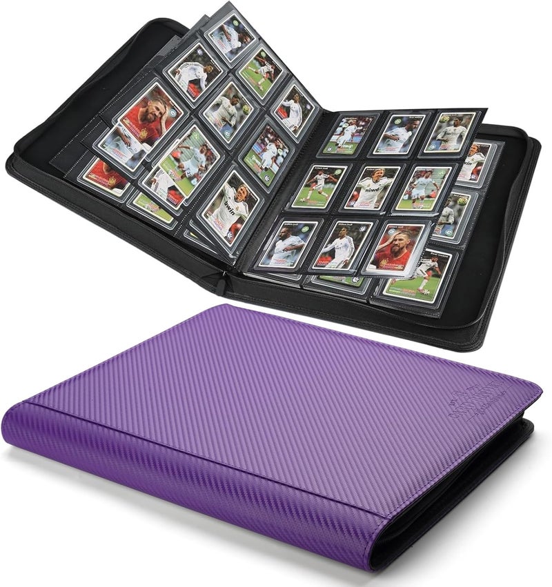 CARDBINDER Toploader Binder,Toploader Hard Cases, 9-Pocket Pages Sleeves Hold up 288 Cards.Toploader Card Binder with Sleeves for “3×4” rigid，Card Holder(purple) - Image 1